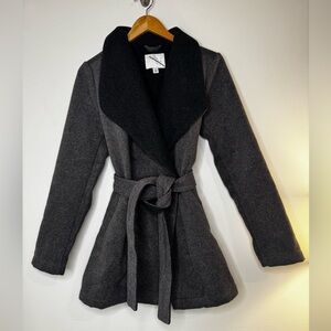 A New Day Women’s Gray Wool-like Wrap Coat SZ XS NWOT